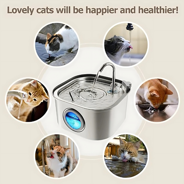 Purrify™ Advanced Automatic Stainless Steel Cat Water Fountain, 108 oz (3.2 L)