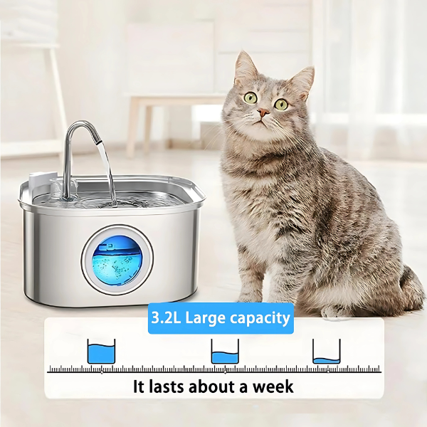 Purrify™ Advanced Automatic Stainless Steel Cat Water Fountain, 108 oz (3.2 L)