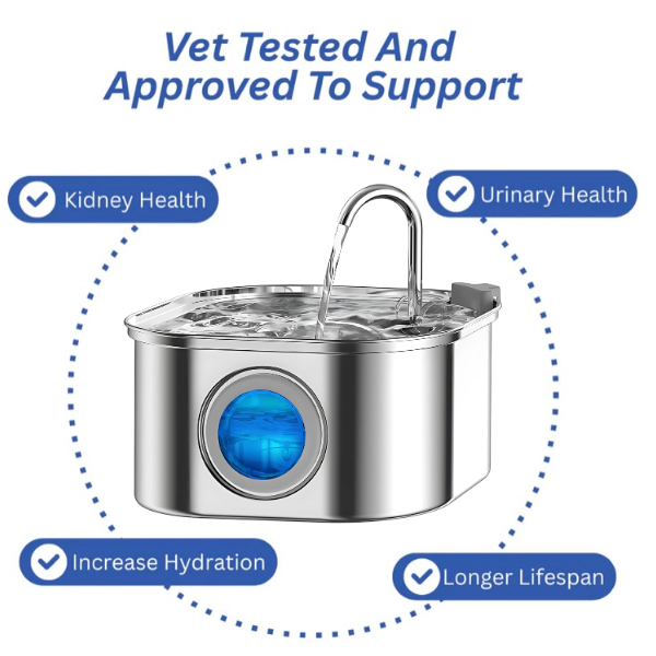 Purrify™ Advanced Automatic Stainless Steel Cat Water Fountain, 108 oz (3.2 L)