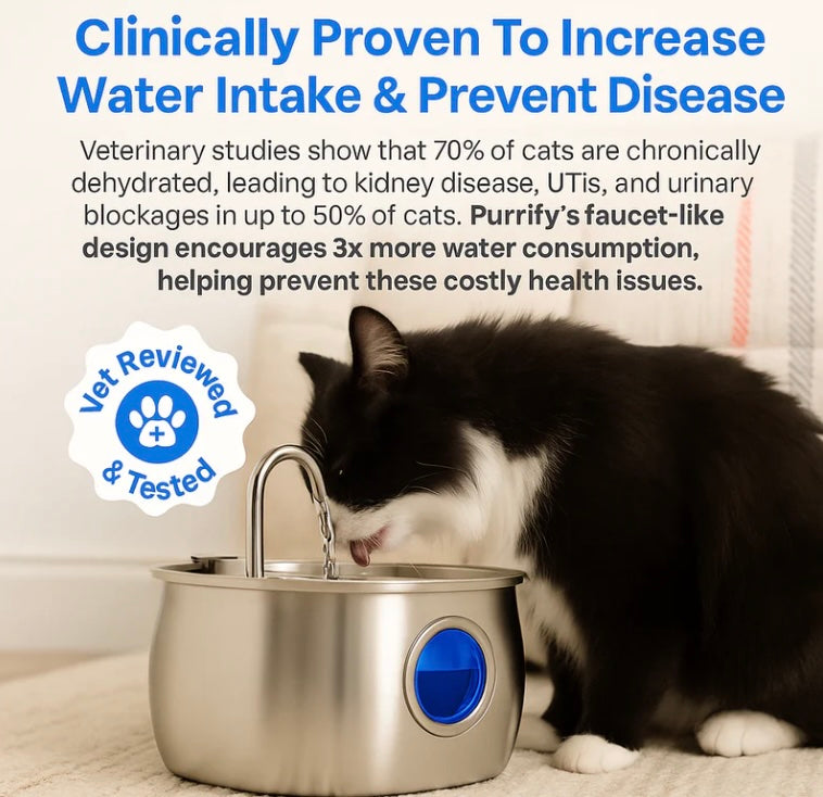 Purrify™ Advanced Automatic Stainless Steel Cat Water Fountain, 108 oz (3.2 L)