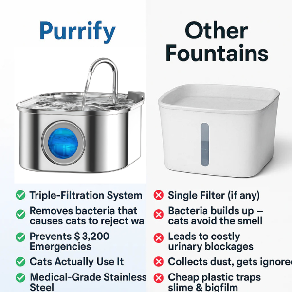 Purrify™ Advanced Automatic Stainless Steel Cat Water Fountain, 108 oz (3.2 L)