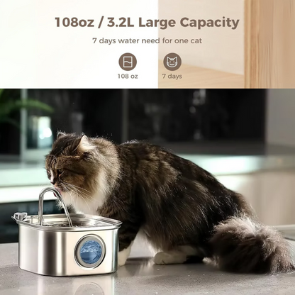 Purrify™ Advanced Automatic Stainless Steel Cat Water Fountain, 108 oz (3.2 L)
