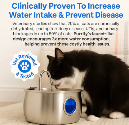 Purrify™ Advanced Automatic Stainless Steel Cat Water Fountain, 108 oz (3.2 L)