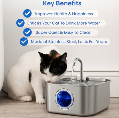 Purrify™ Advanced Automatic Stainless Steel Cat Water Fountain, 108 oz (3.2 L)
