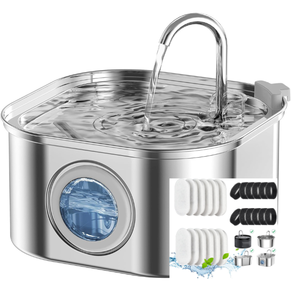 Purrify™ Advanced Automatic Stainless Steel Cat Water Fountain, 108 oz (3.2 L)